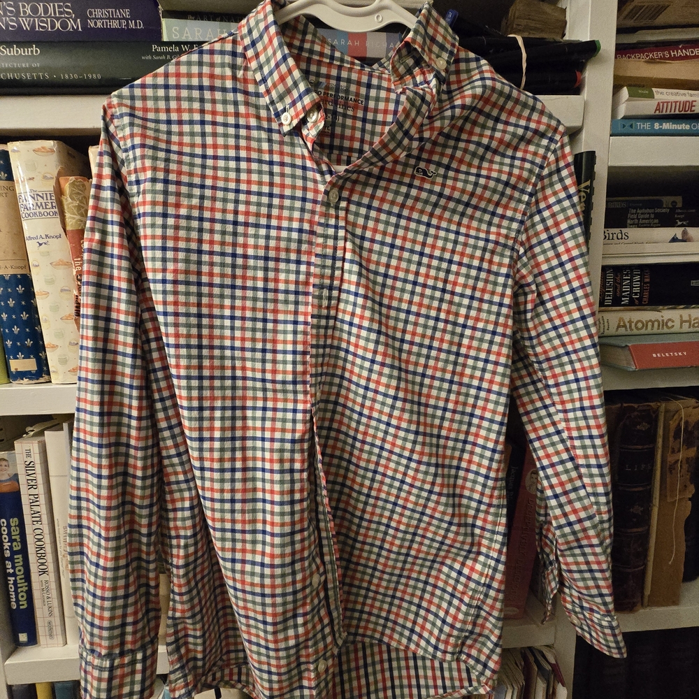 Vineyard Vines Red and Blue Checkered Shirt - On The Go Performance, brrr